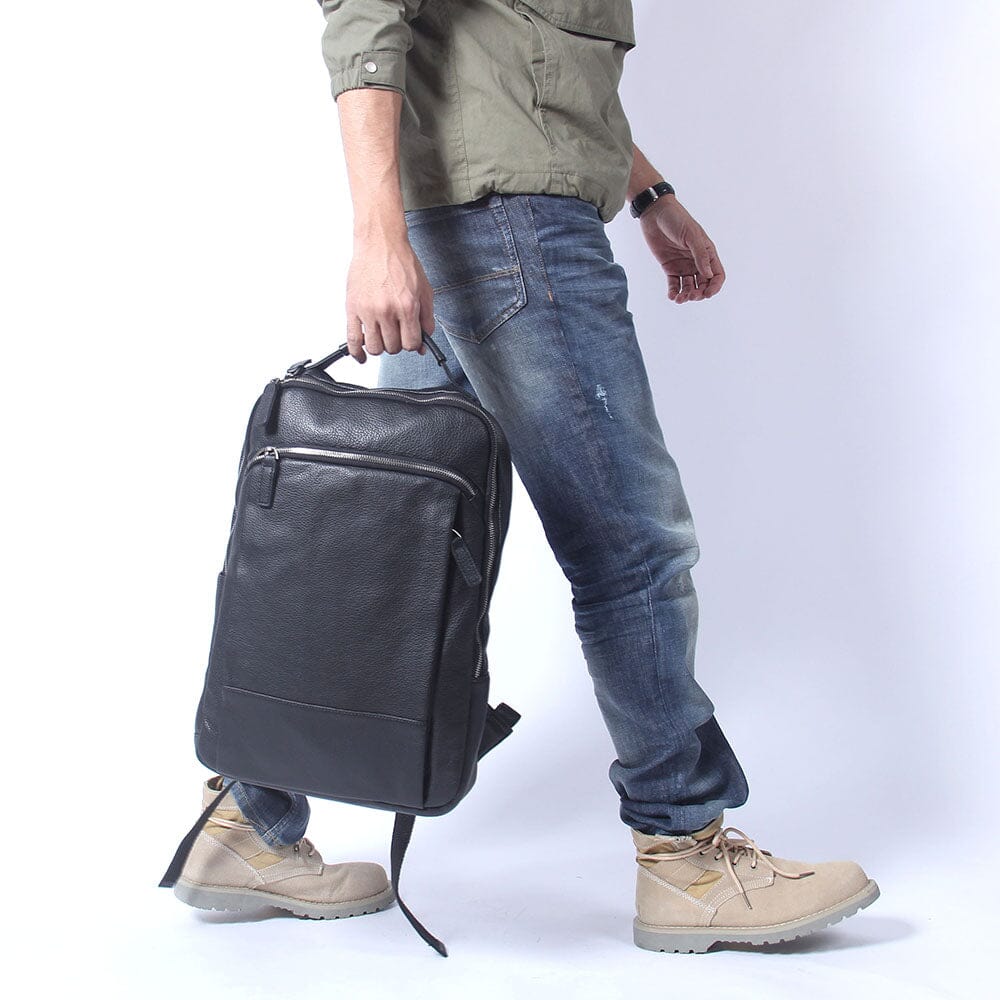 Black Leather Laptop Backpack | STEELE - Image 10