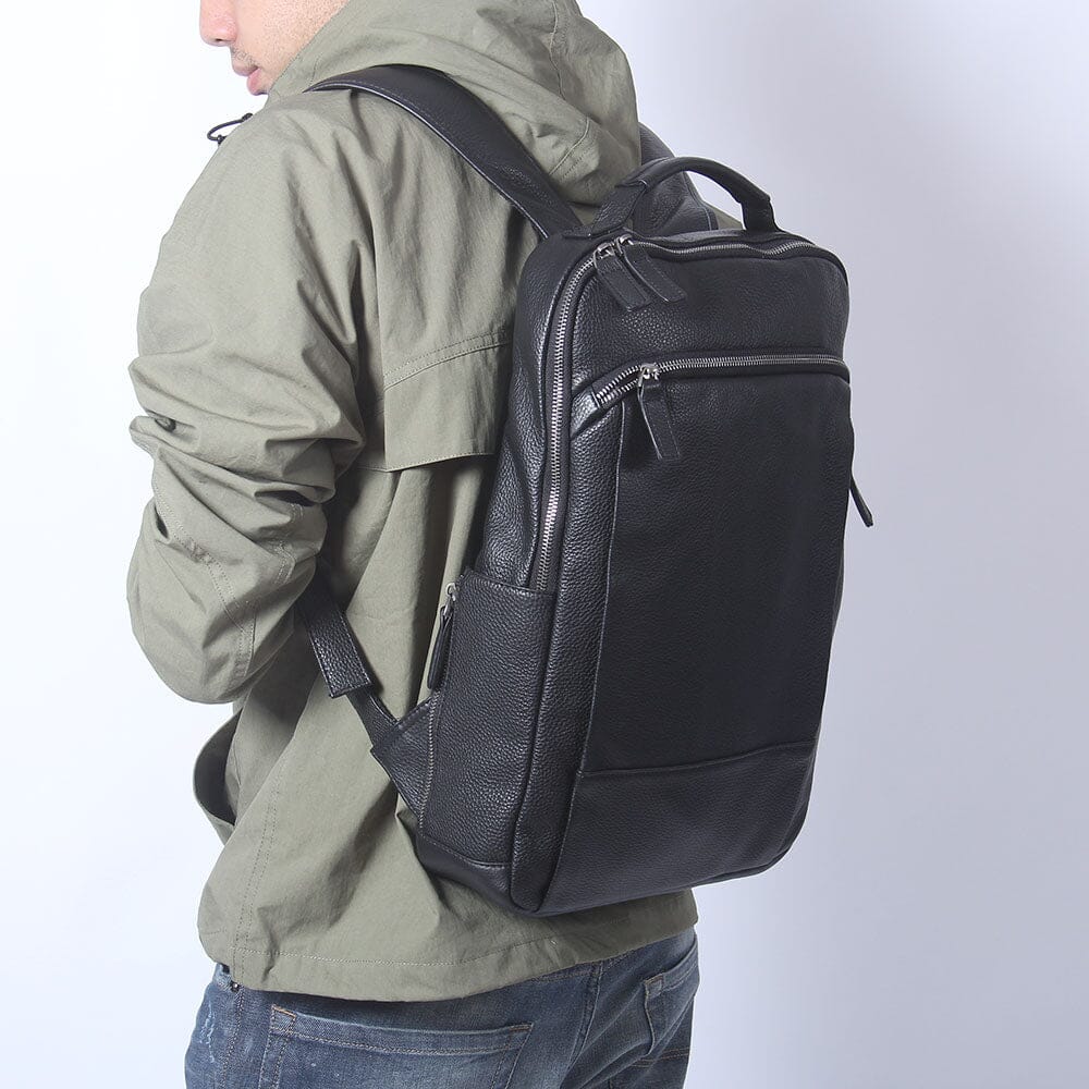 Black Leather Laptop Backpack | STEELE - Image 9