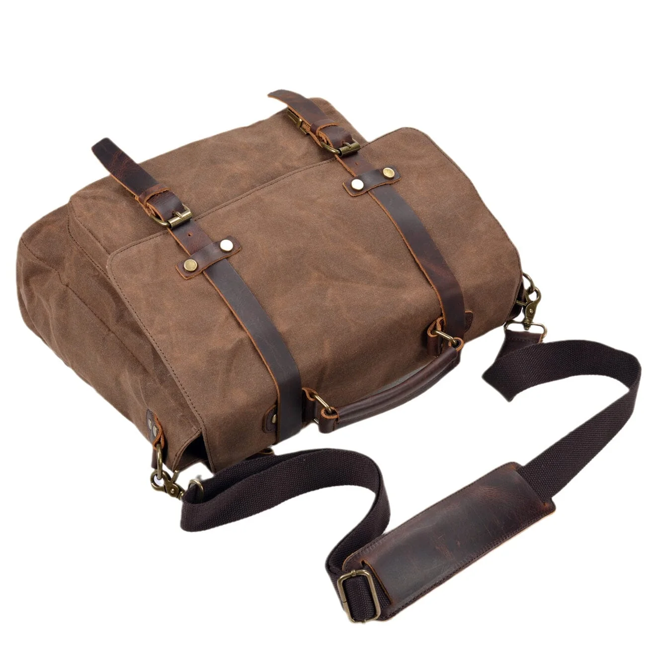 Canvas and Leather Messenger Bag | ORLANDO - Image 12