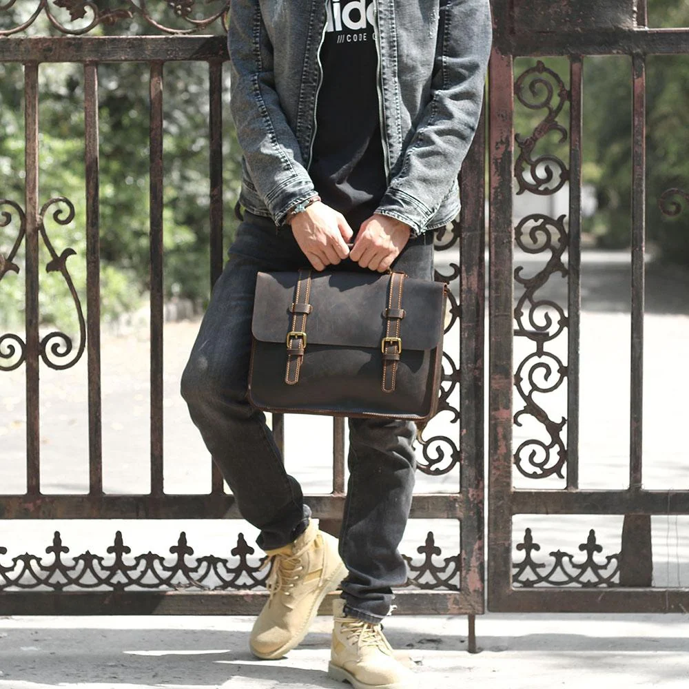 Leather Courier Bag | ZAINA - Image 25
