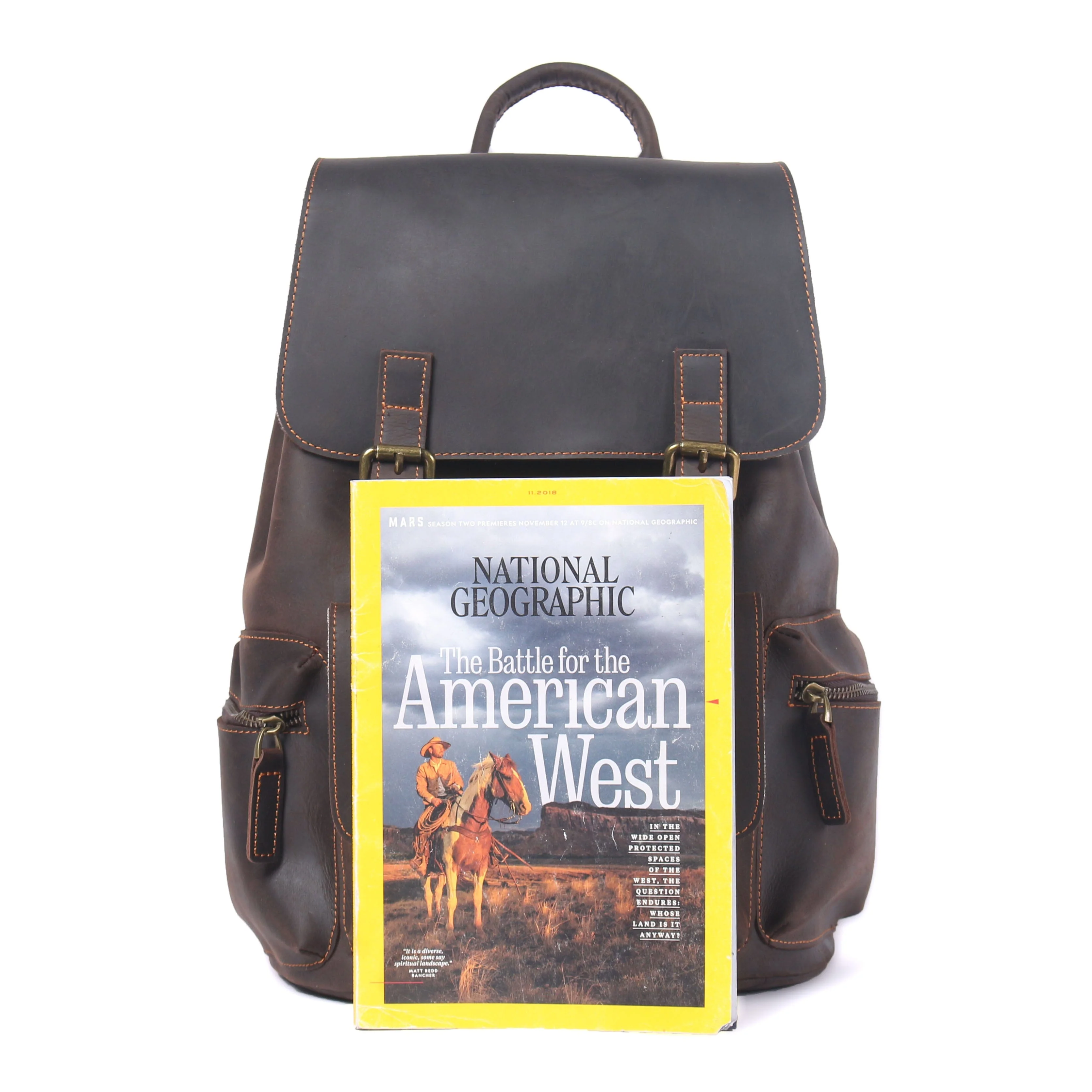 Leather Drawstring Backpack | DASHAN - Image 7