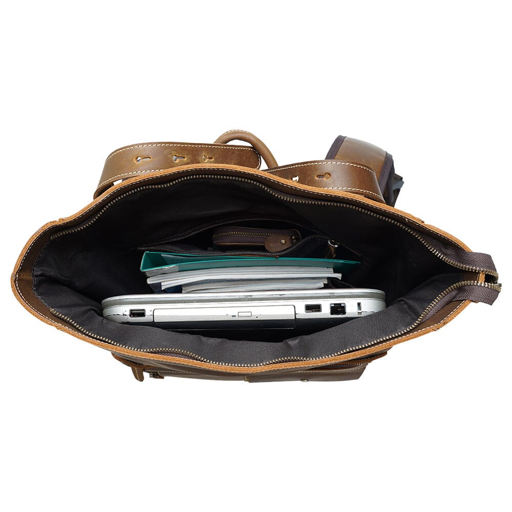 Leather Laptop Bookbag | VINSON - Image 12