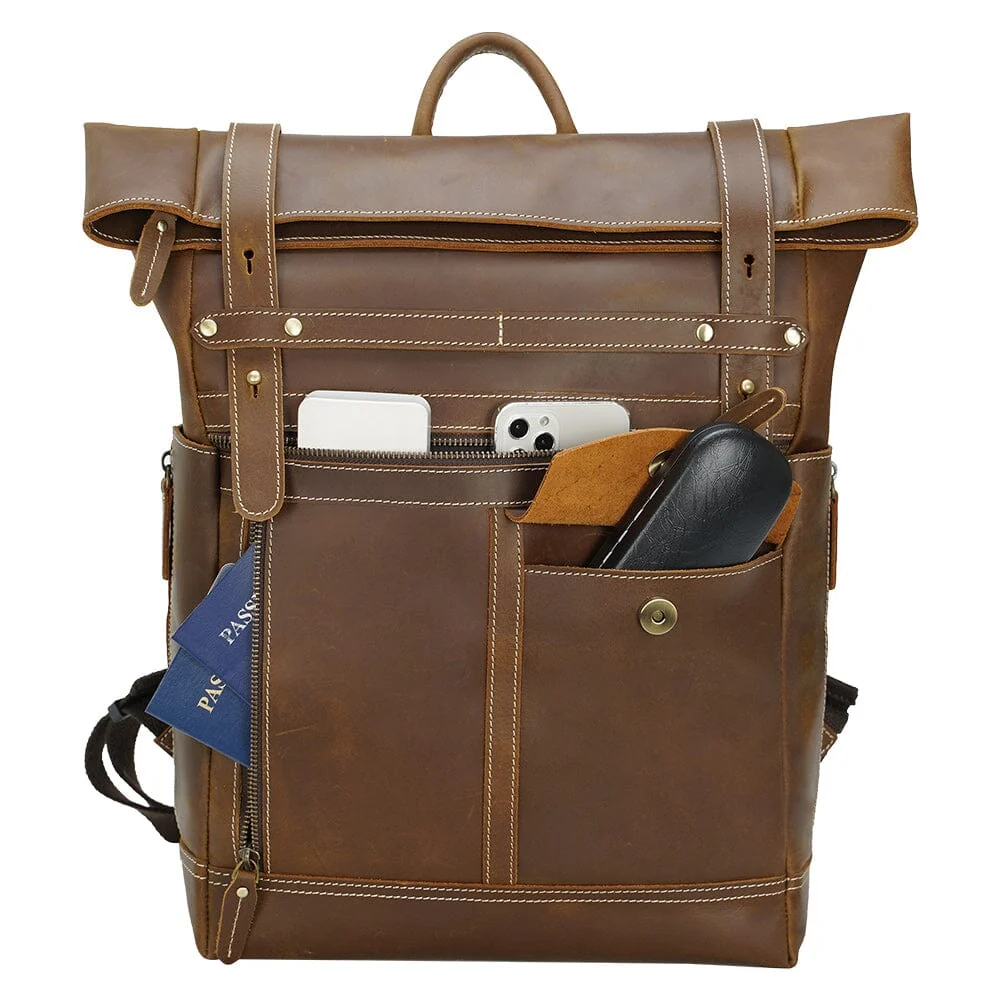 Leather Laptop Bookbag | VINSON - Image 13