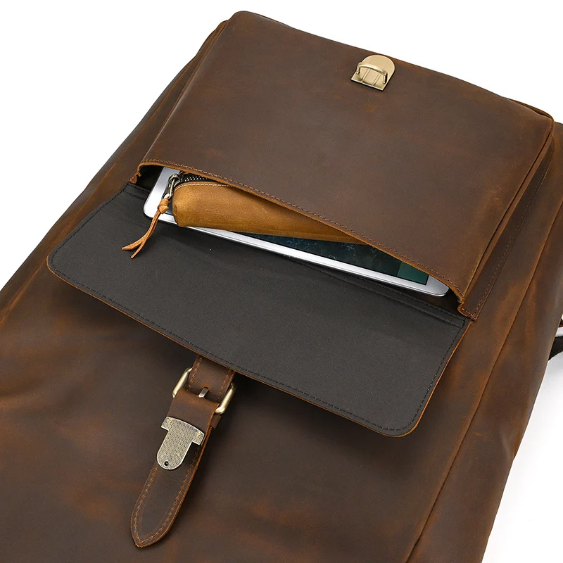 Leather Roll Top Backpack | INDIANA - Image 13